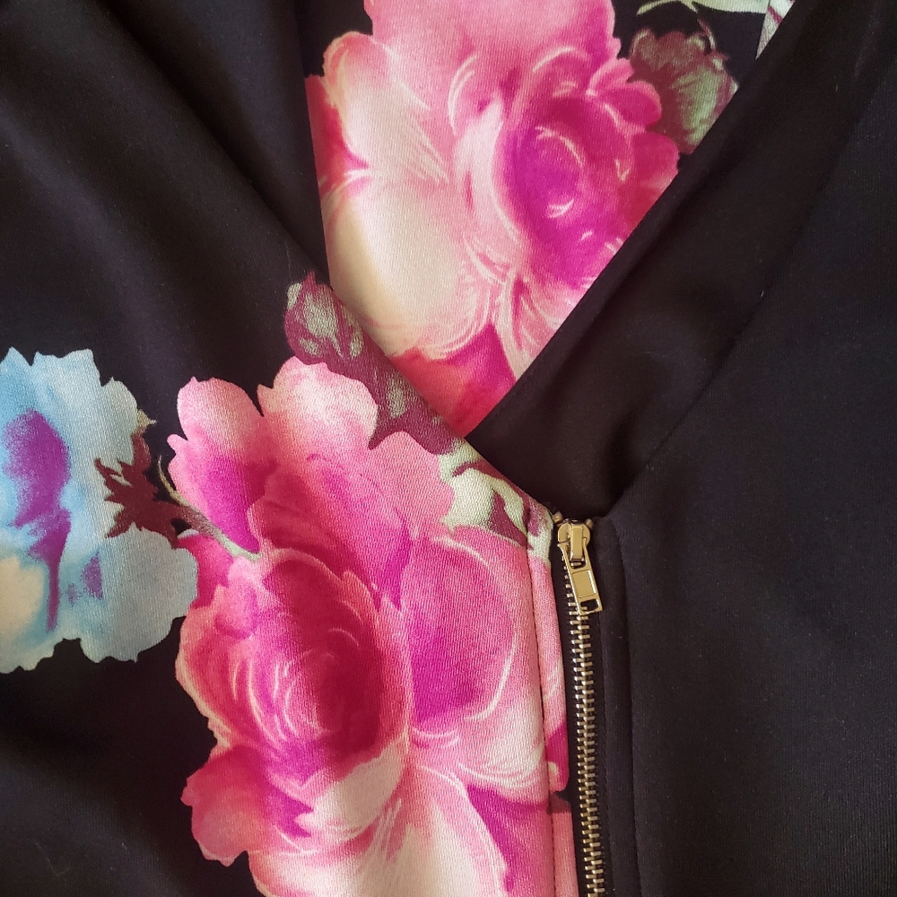 Womens Large Aqua Sleeveless Floral Mini Dress - Picture 6 of 6